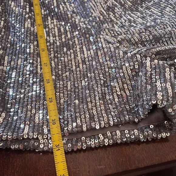Revolve X Generation Love Allegra SILVER Sequin Faux Wrap Romper SZ S 70s Retro - Picture 11 of 11